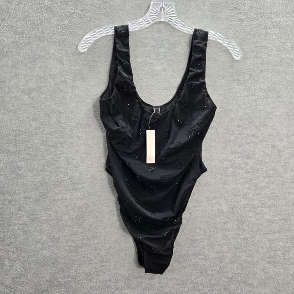 Victoria's Secret Women Sleepwear Medium Black One Piece Logo Studded NWT